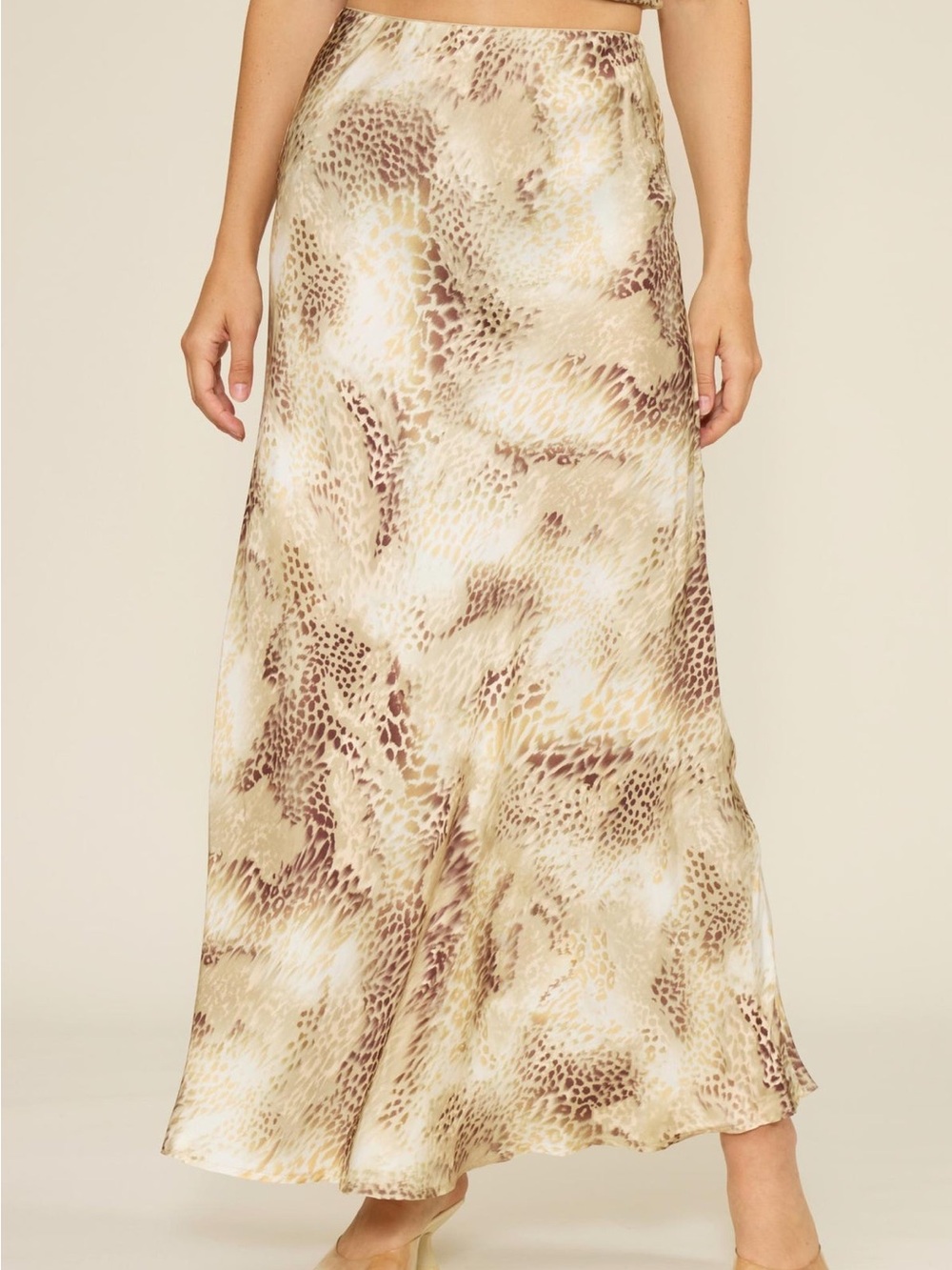 NWT Lucy Paris - Artie Maxi Skirt in Beige Snakeskin Print